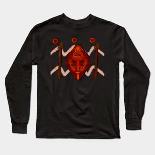 Tribal warrior spear and shield ethnic cultural design ii Long Sleeve T-Shirt